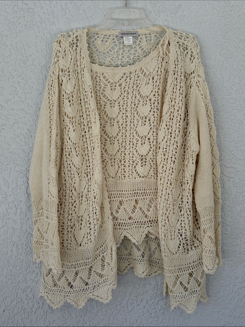Newport News Crochet Open-Front Cardigan and cami size 2X VINTAGE SET